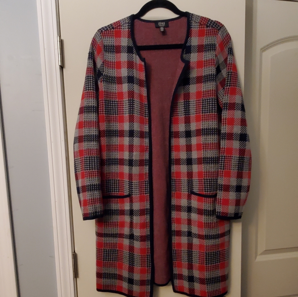 Jones NY plaid cardigan NWOT